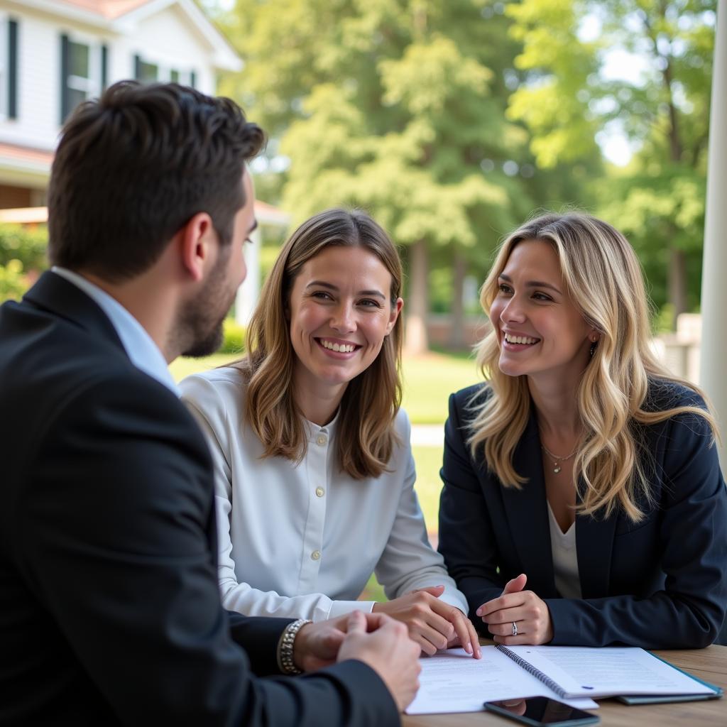  A Coldwell Banker real estate agent presenting property options to clients.