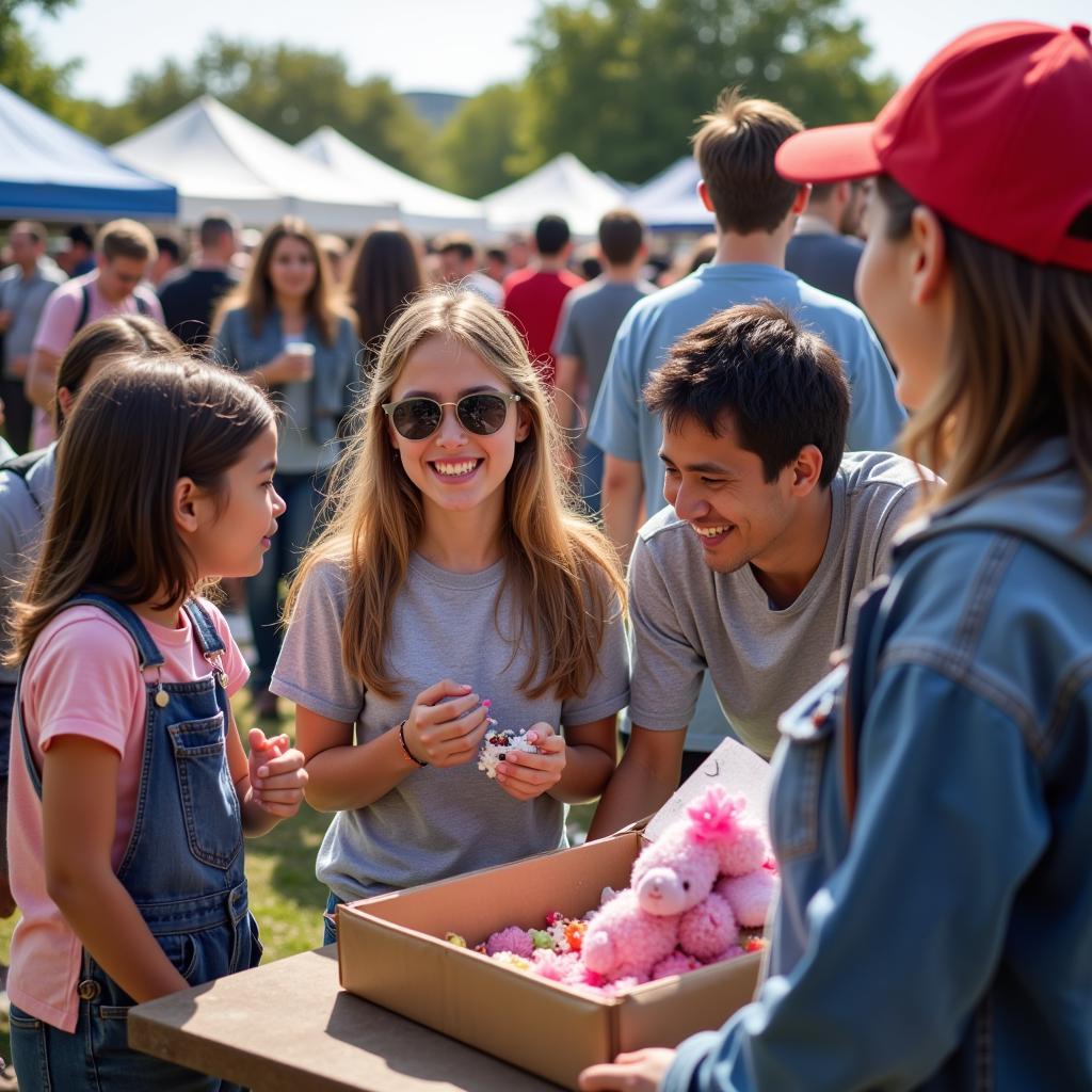 Families and individuals gather at the Colonial Capital Humane Society Flea Market, enjoying the festive atmosphere and sense of community.