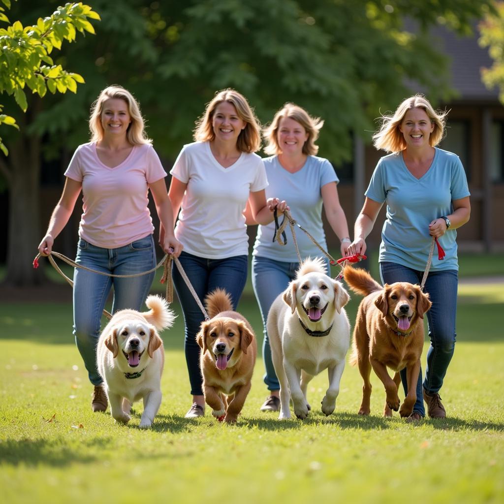 Volunteers Walking Dogs at the Comanche County Humane Society