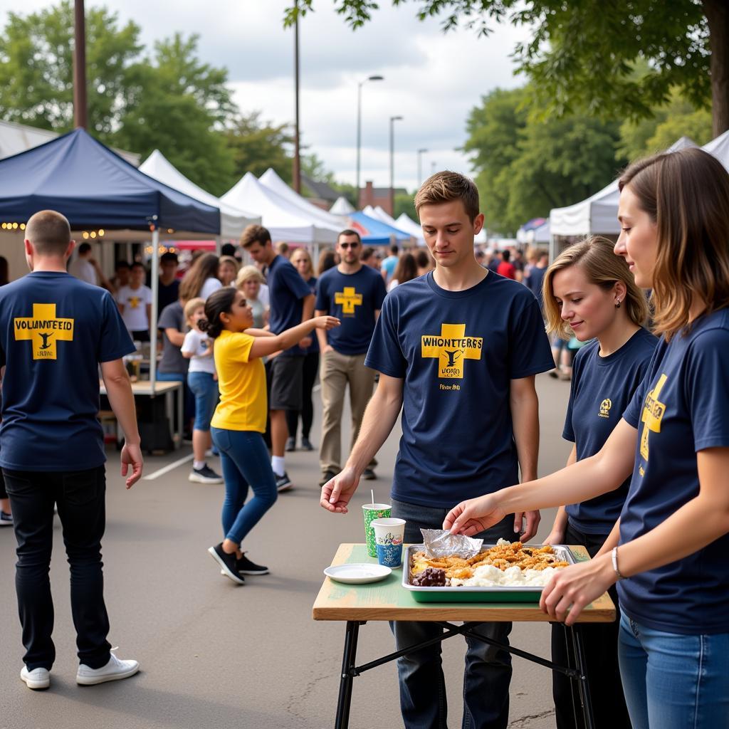 Volunteers assisting at a local community festival