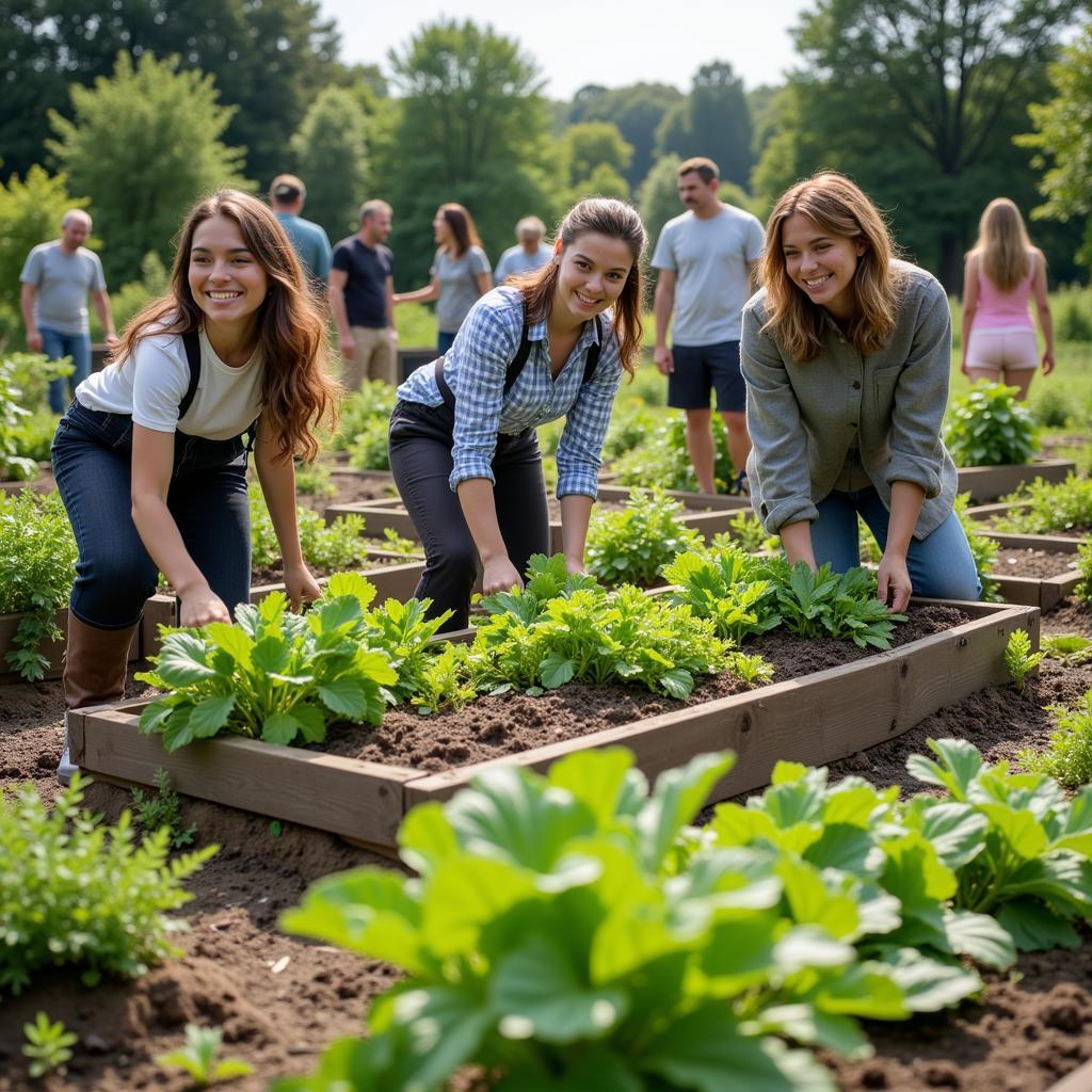 Community Garden with Urban Farming and Local Produce