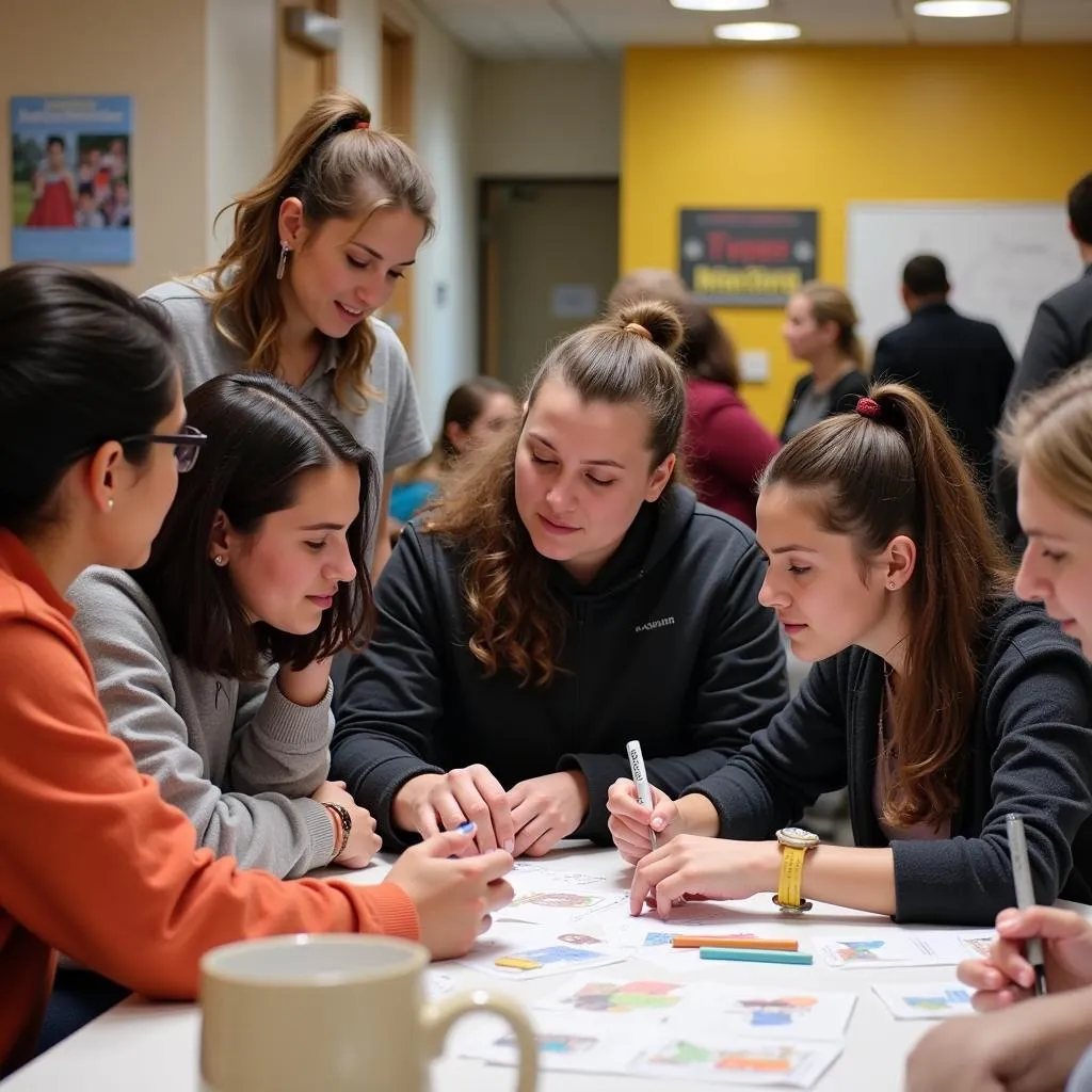 Community members working together on a project