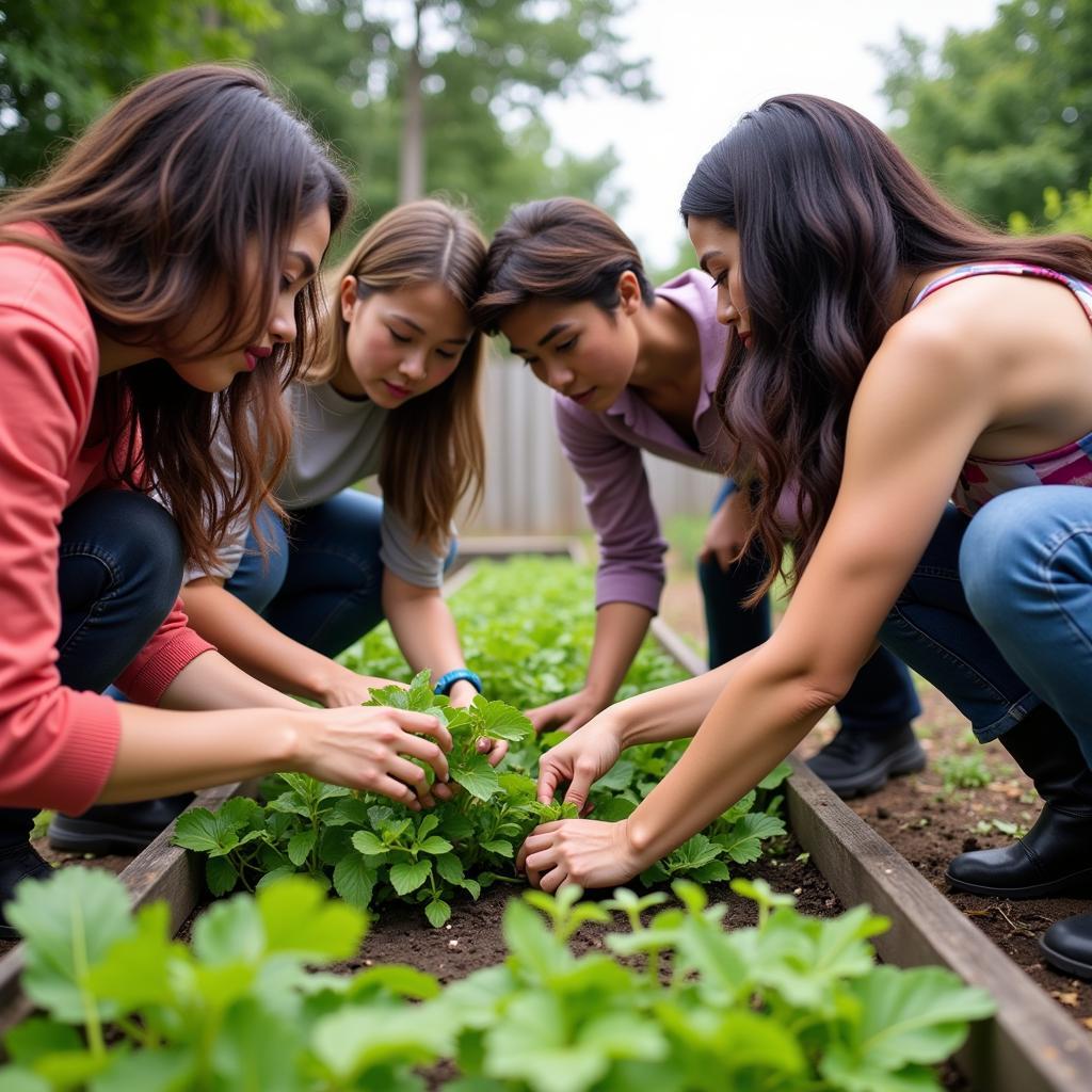 People from diverse backgrounds working together on a community project