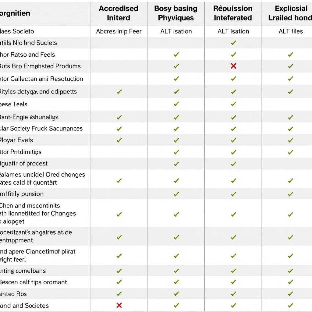 Comparison Table of Different Honor Societies