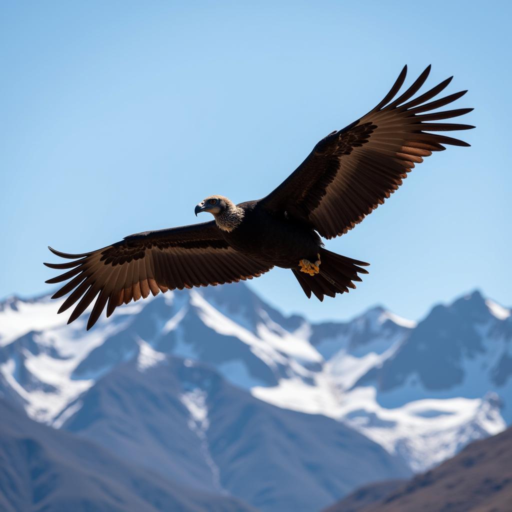 Andean Condor Soaring Above Mountain Peaks