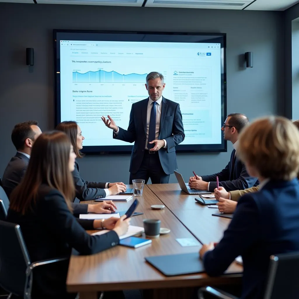 Corporate Secretary Leading a Meeting