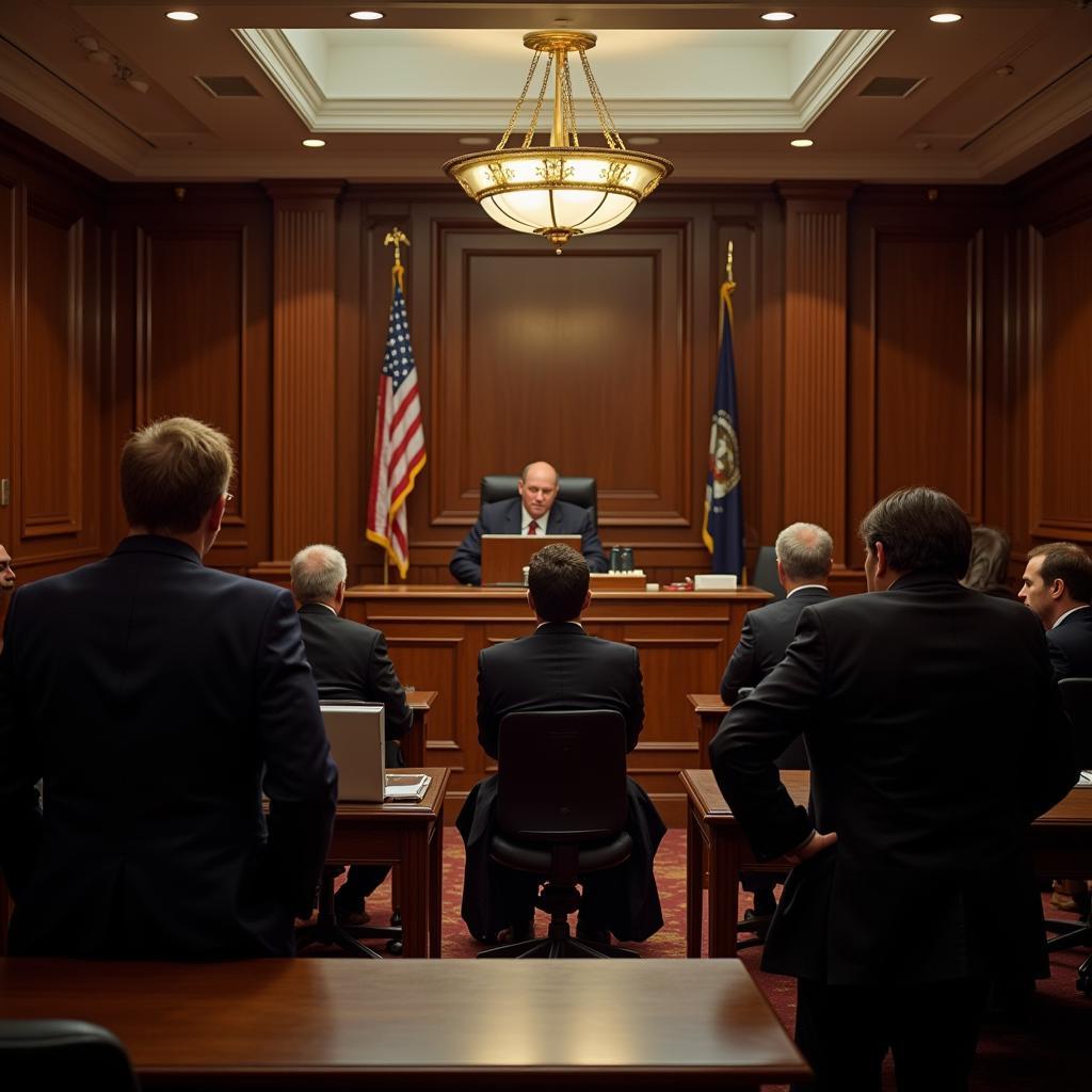 Image of a courtroom representing the justice system