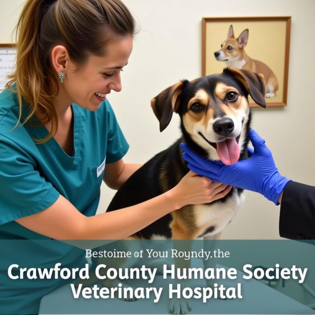 Veterinarian examining a dog at the Crawford County Humane Society Veterinary Hospital