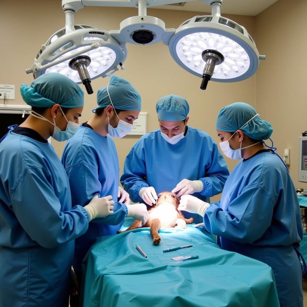 Veterinary team performing surgery at the Crawford County Humane Society Veterinary Hospital