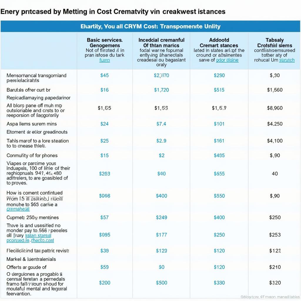 Breakdown of cremation costs and fees