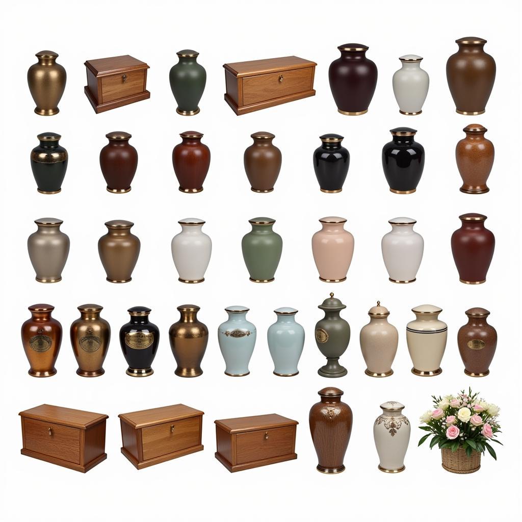 Various cremation urn options available at the Cremation Society of Virginia Chantilly