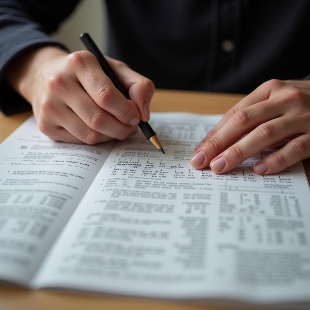 Man solving a crossword puzzle