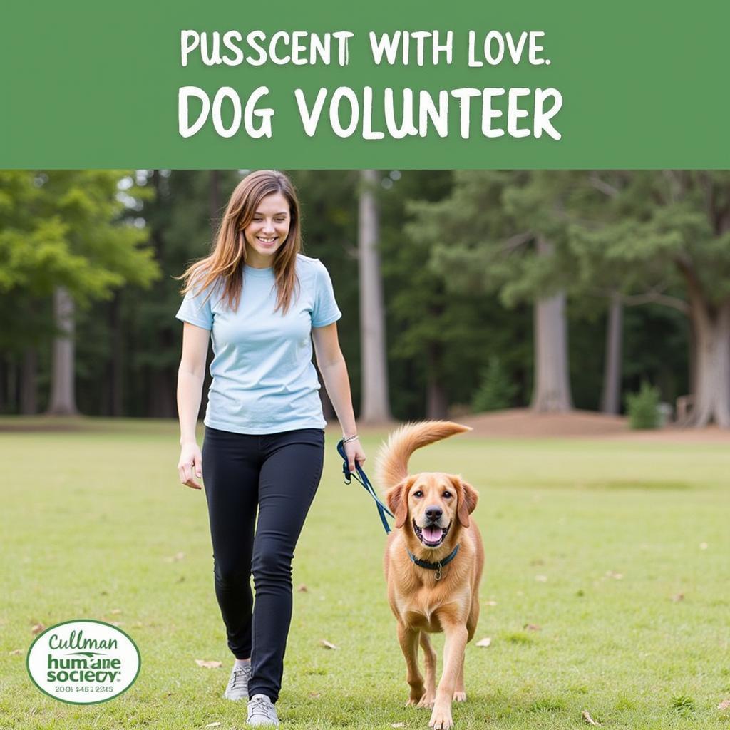 Volunteer Walking a Dog at the Cullman Humane Society