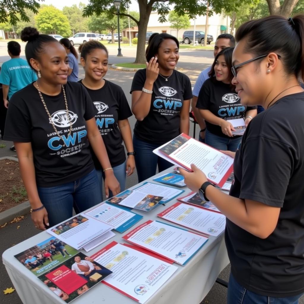 CWP Society volunteers participating in a community outreach program focused on promoting peace and understanding.