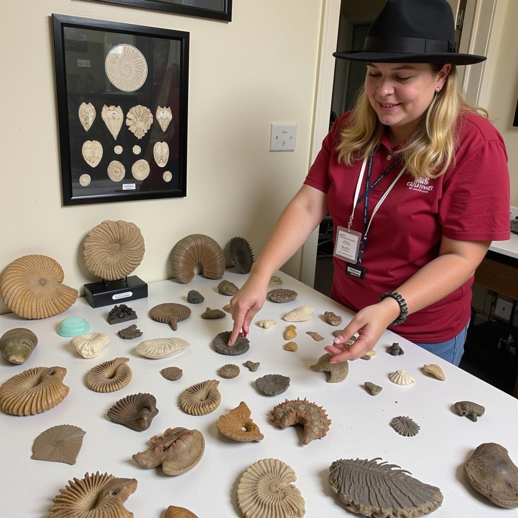 Dallas Paleontological Society Member Showing Fossil Collection