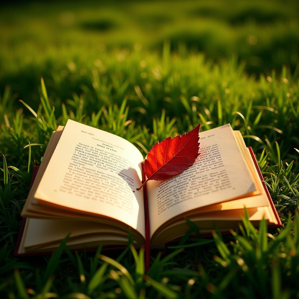 Open book on grass inspired by Dead Poets Society