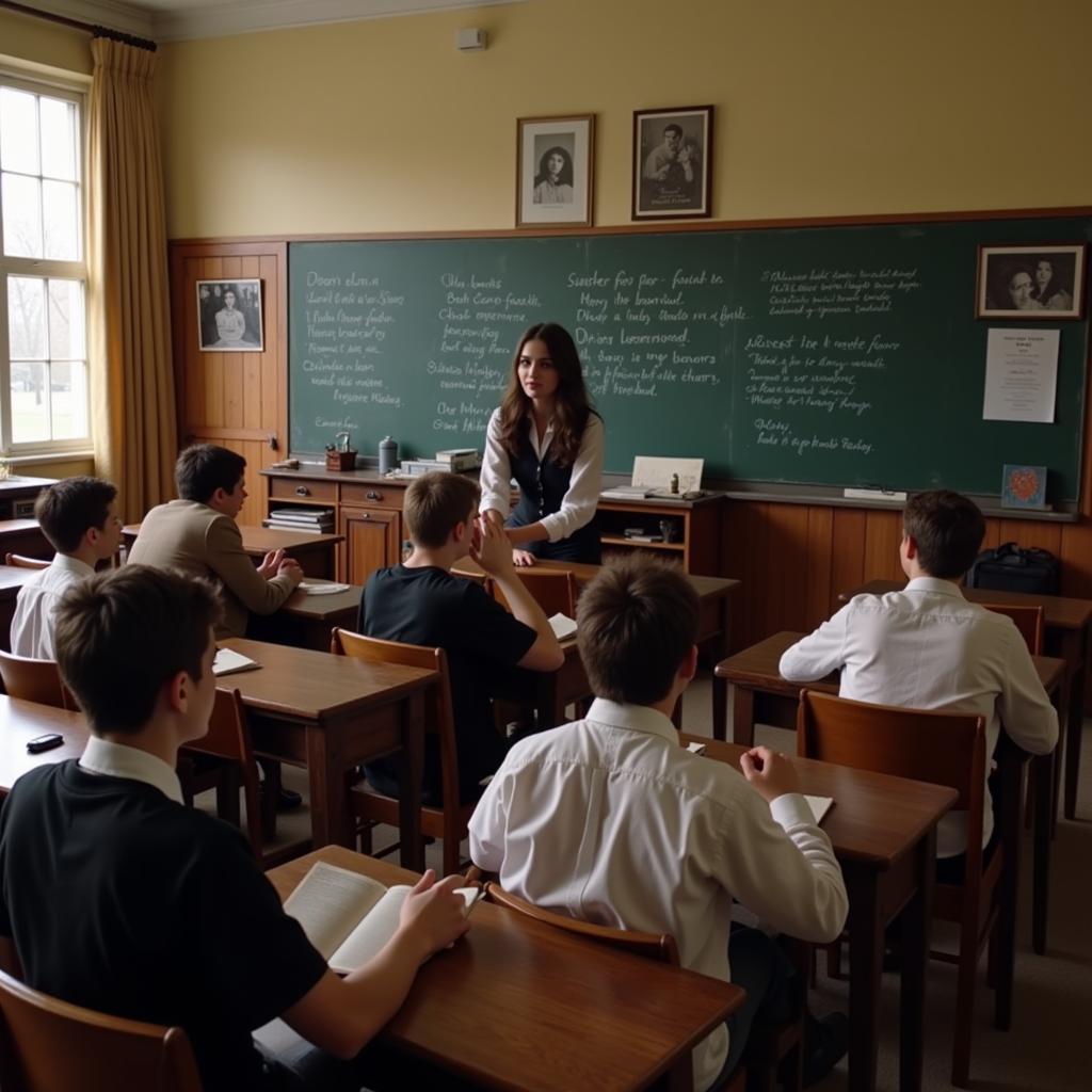 Students in a classroom inspired by Dead Poets Society