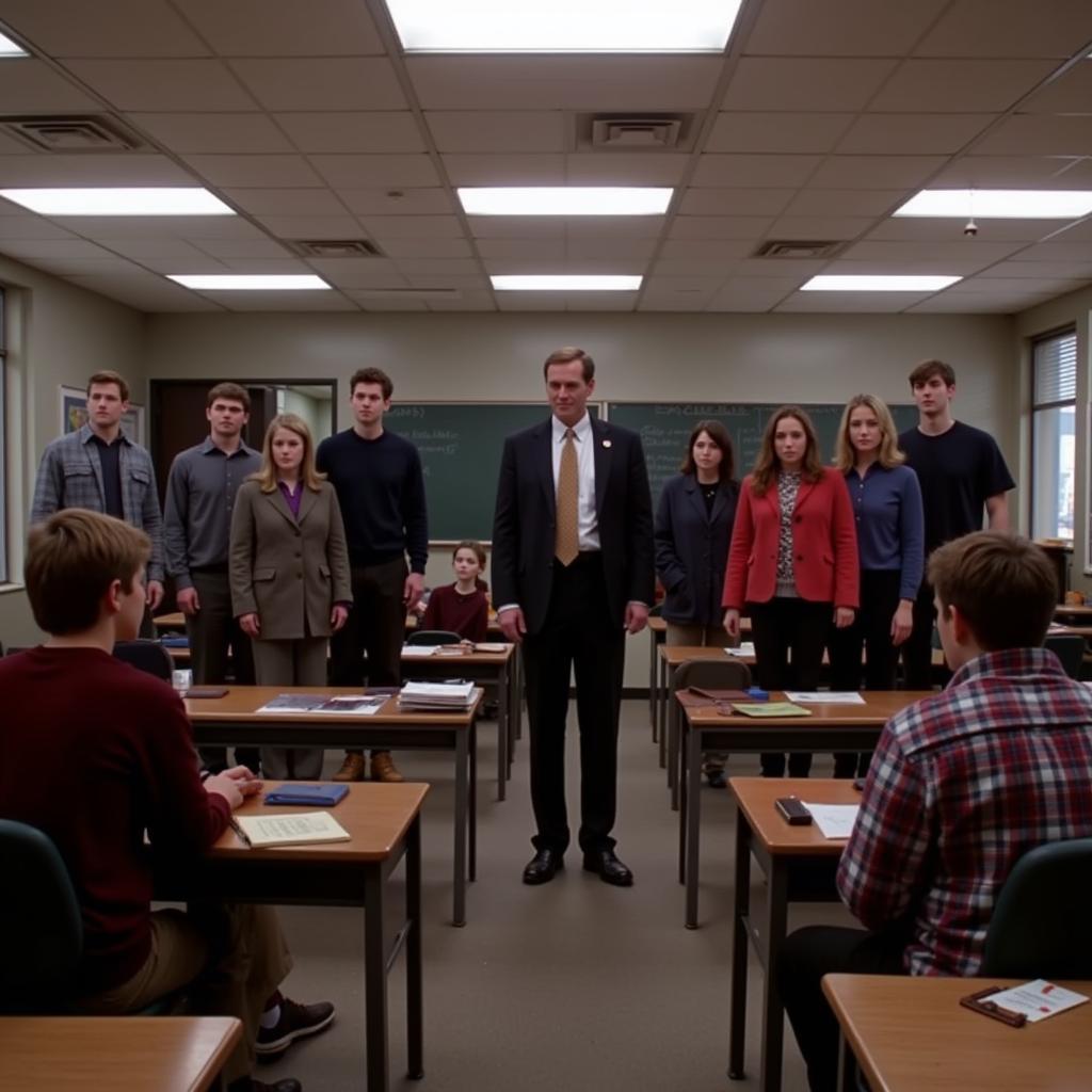 Students standing on desks in Dead Poets Society