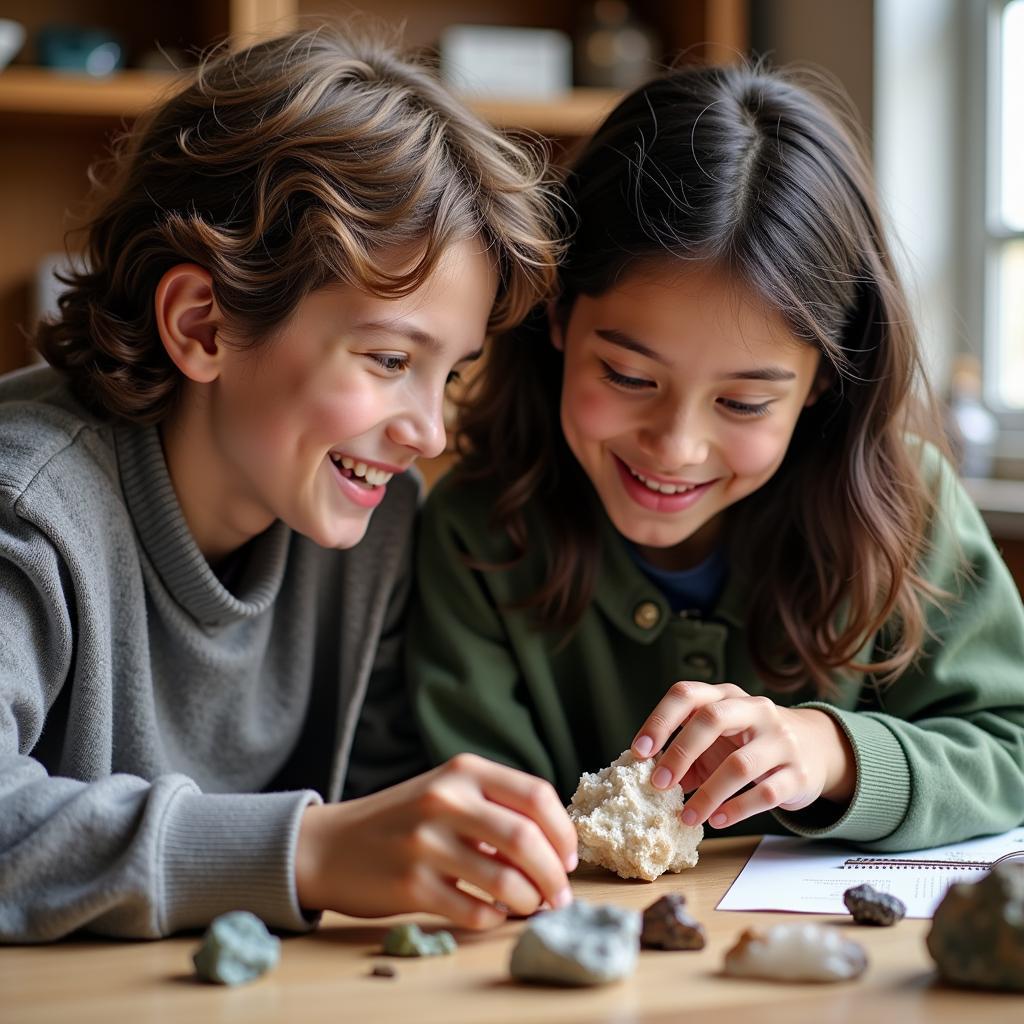 Two members of the Delaware Mineralogical Society sharing their knowledge and passion for minerals