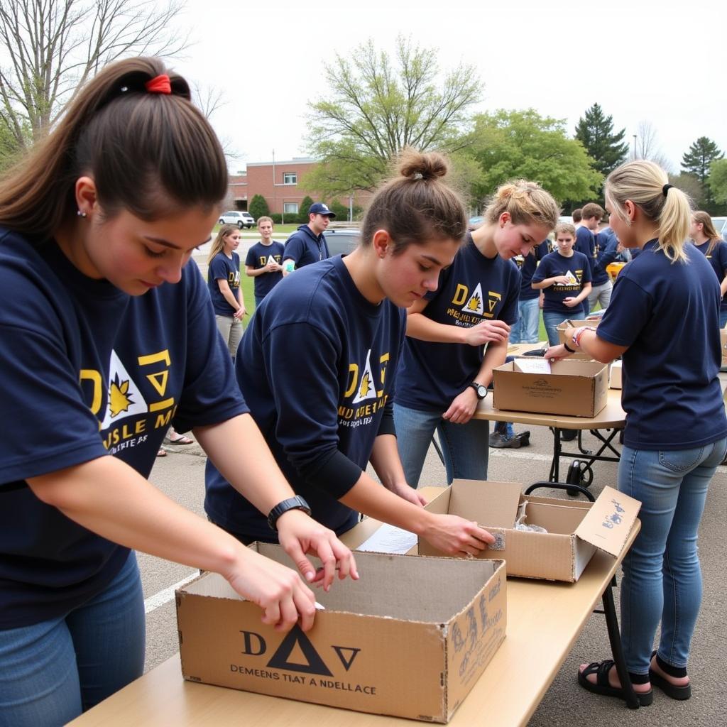 Delta Mu Delta Members Volunteering