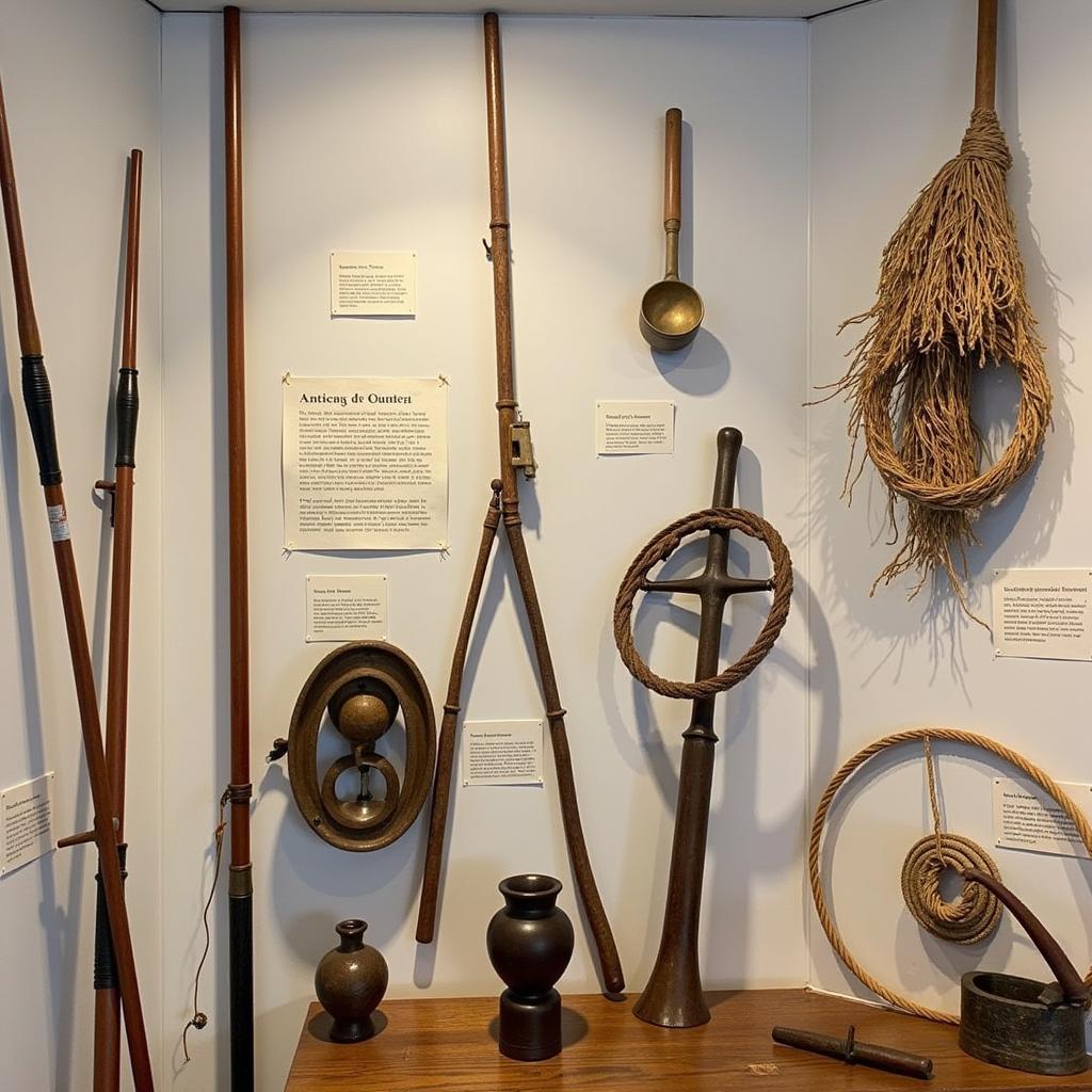 Antique fishing gear on display at the Dennis Historical Society