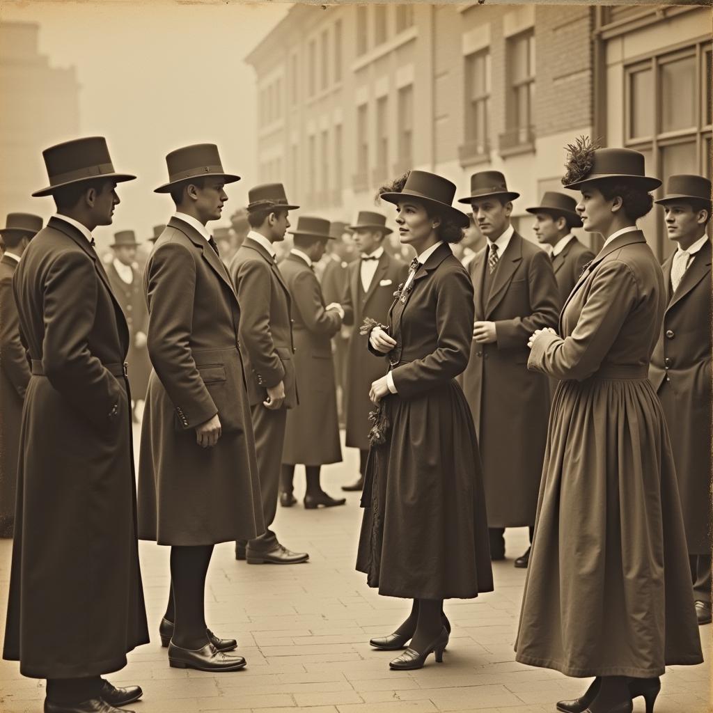 A gathering of well-dressed men and women in Detroit, 1901