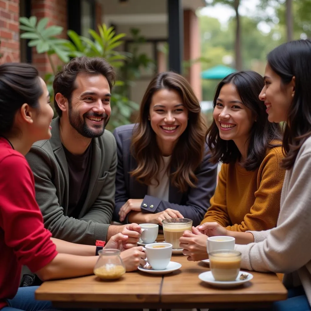 People from different cultures enjoying masala chai