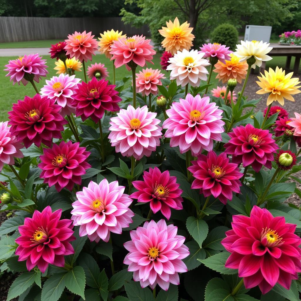 Different Dahlia Varieties in an Ohio Garden