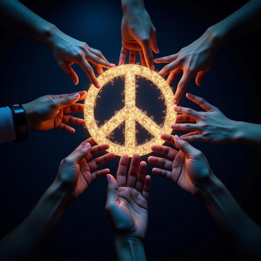 Hands Forming a Digital Peace Symbol