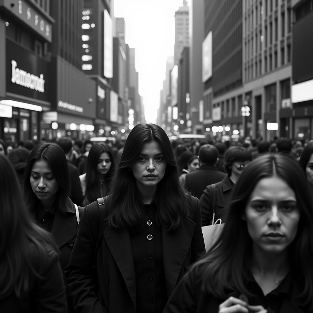 People Walking in a Crowded City Feeling Isolated