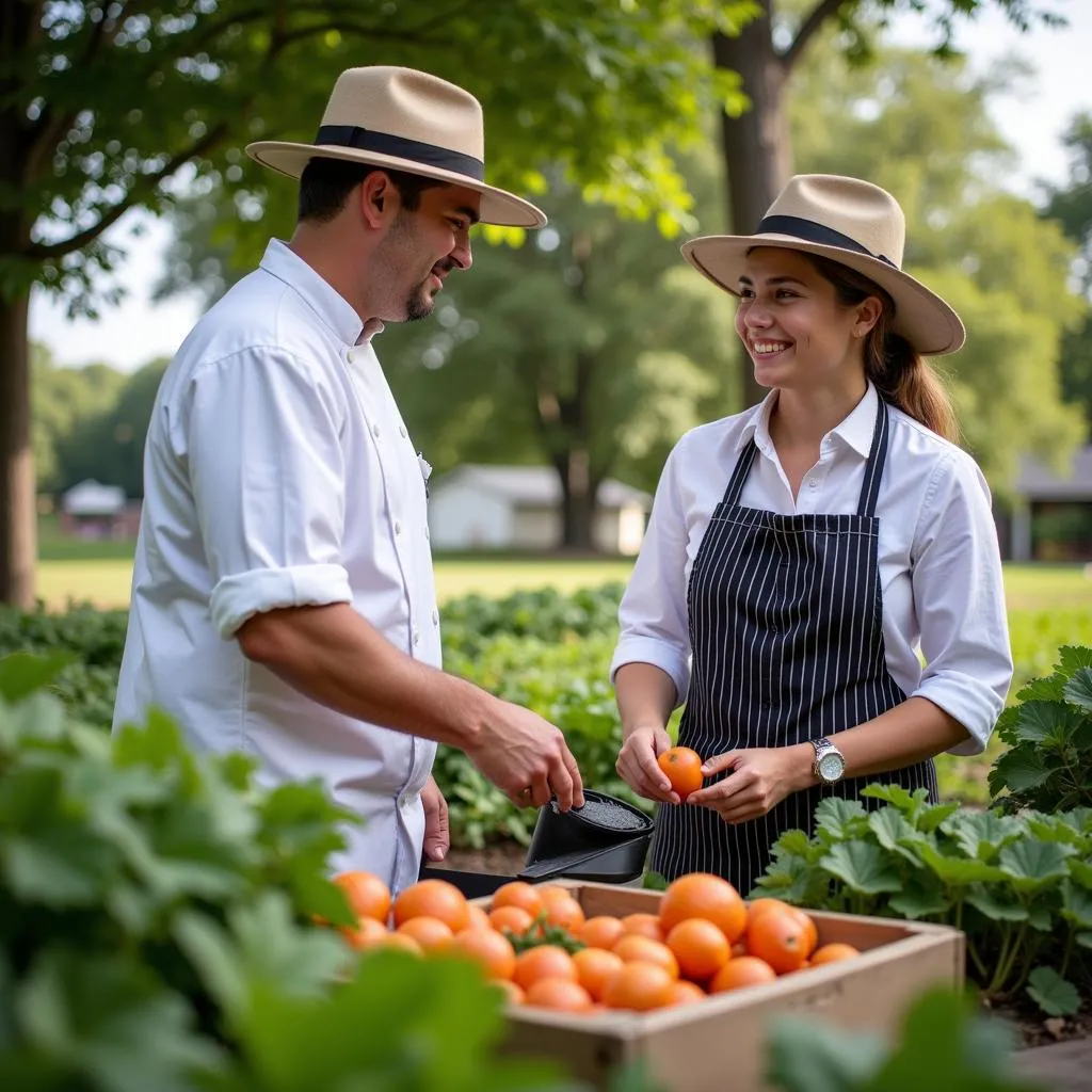 Dish Society chef shaking hands with a local farmer