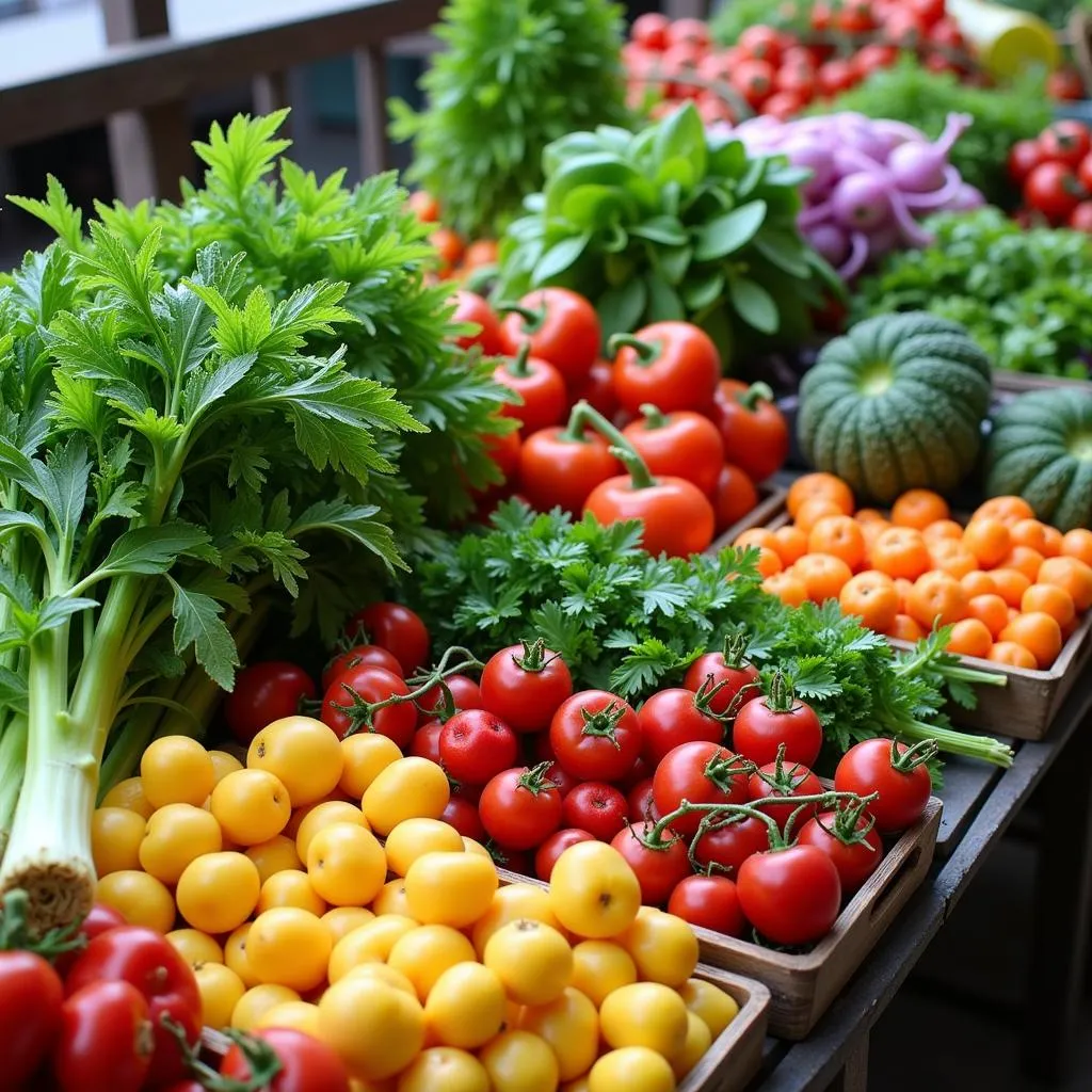 Fresh produce at a local farm supplying Dish Society Austin