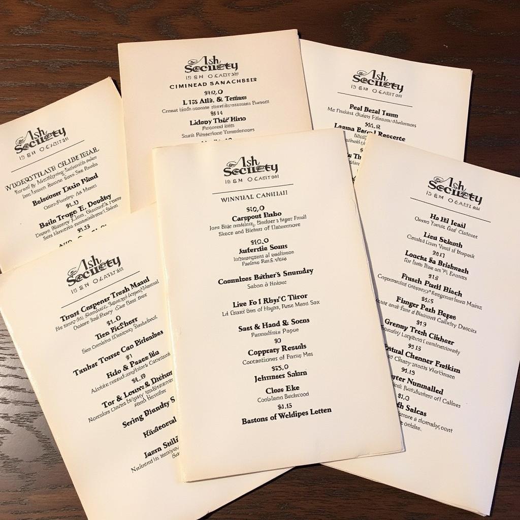 A collection of Dish Society menus from over the years, showcasing the restaurant's evolving culinary journey.