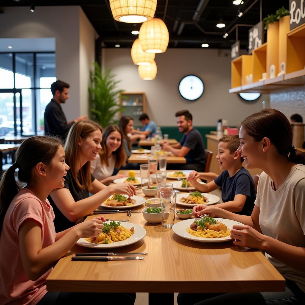 Family enjoying a meal at Dish Society