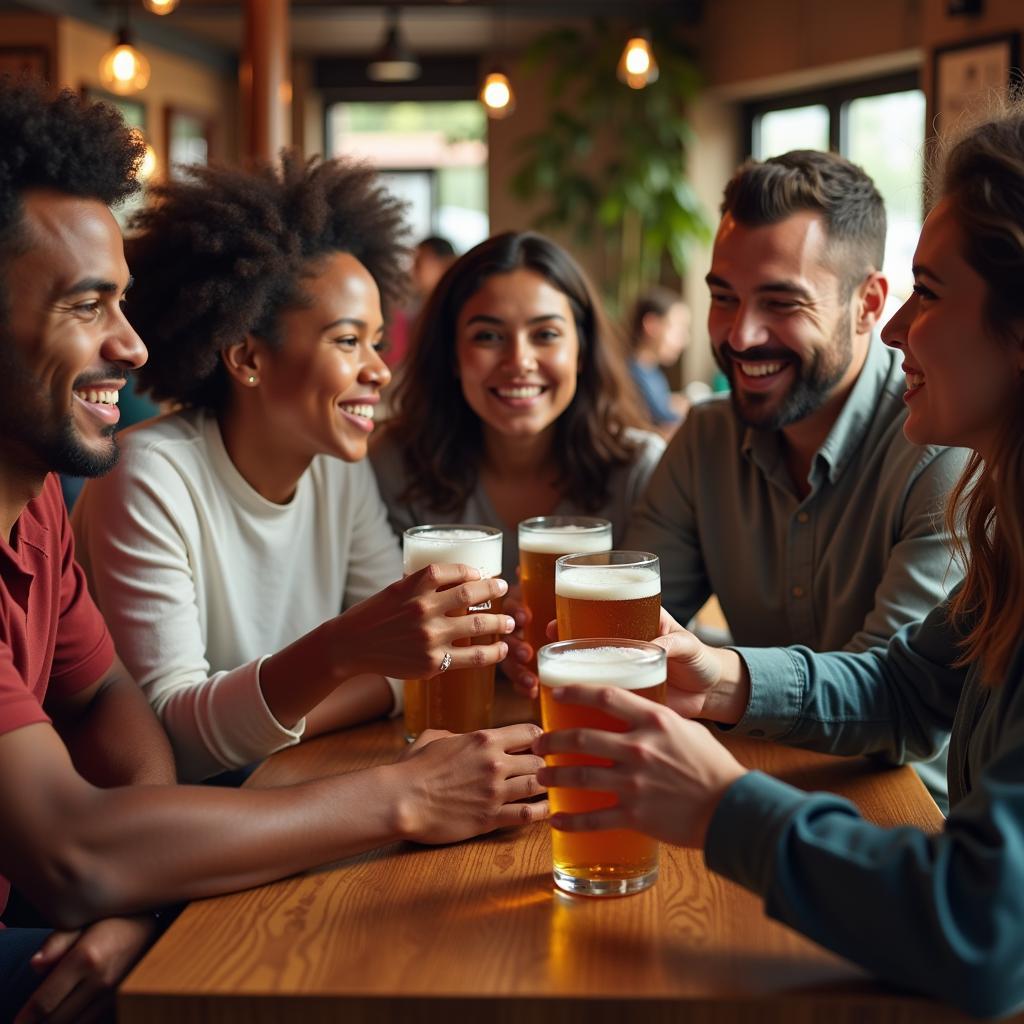 Diverse Group Enjoying Beer