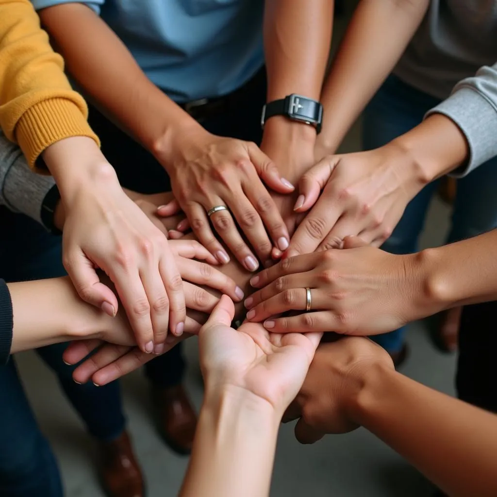 Diverse Group Holding Hands