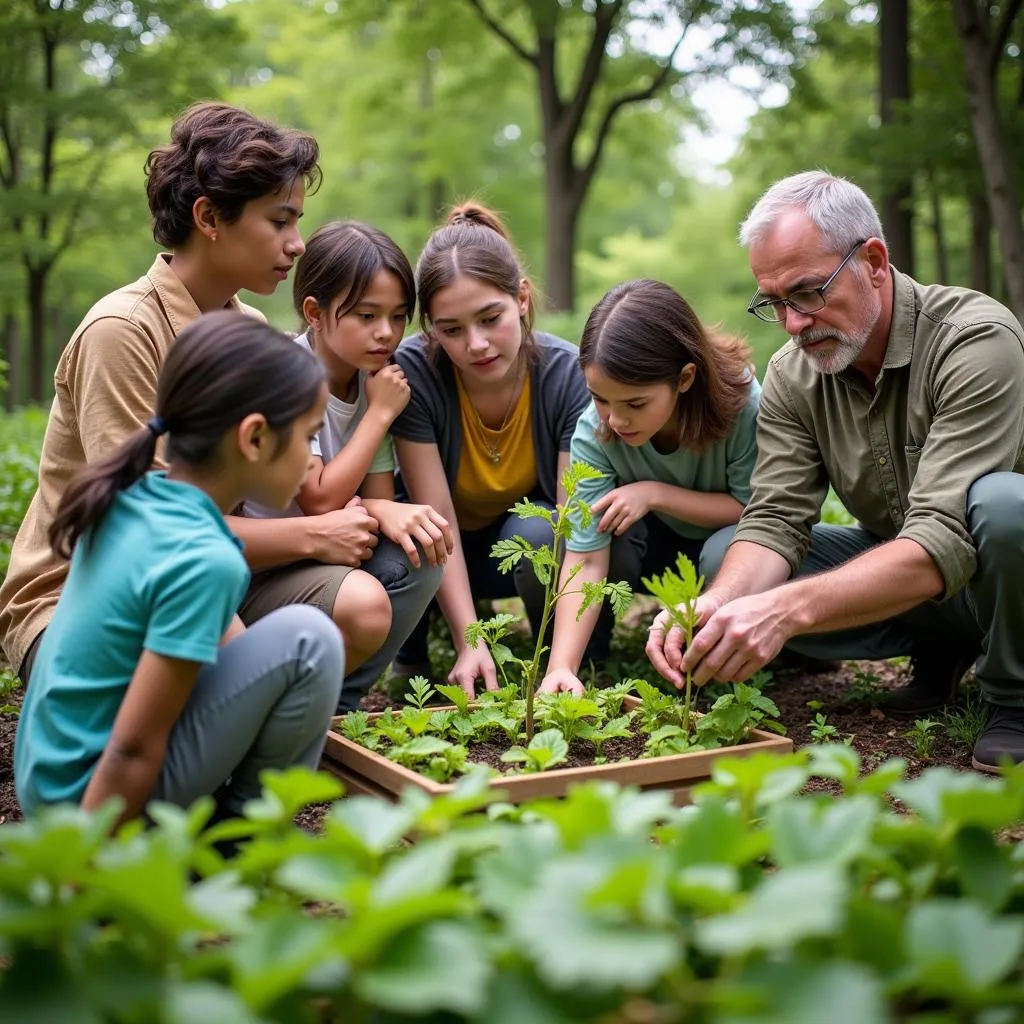 A group of individuals learning about sustainable plant propagation techniques.