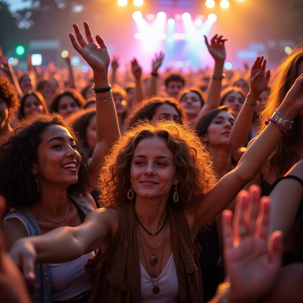 Diverse Group of People Enjoying Music Festival