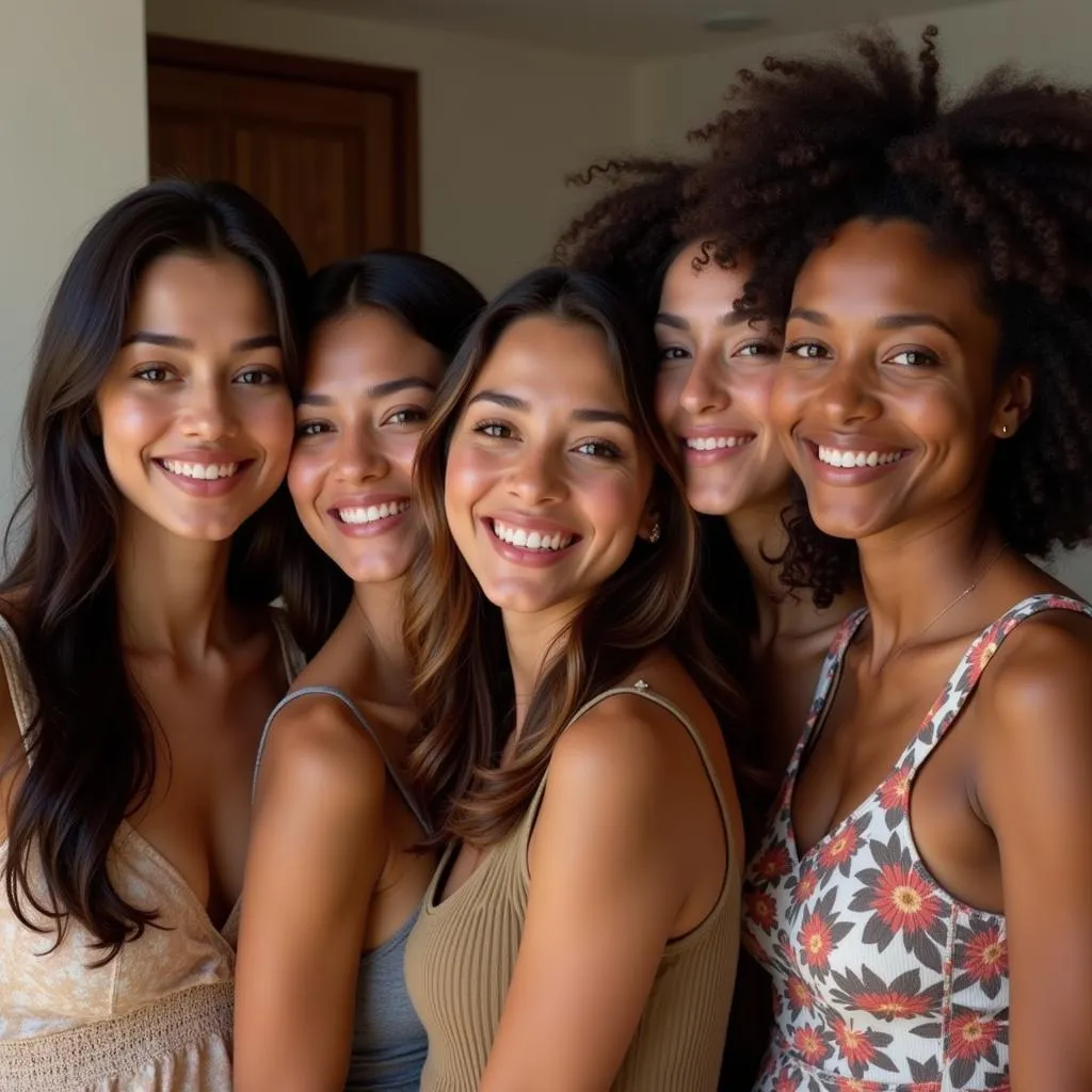 Image of a diverse group of women smiling confidently