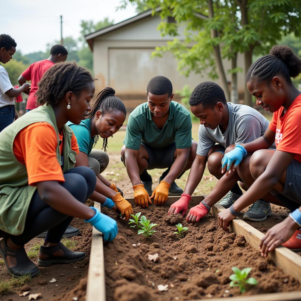 Volunteers from Different Backgrounds Working Together