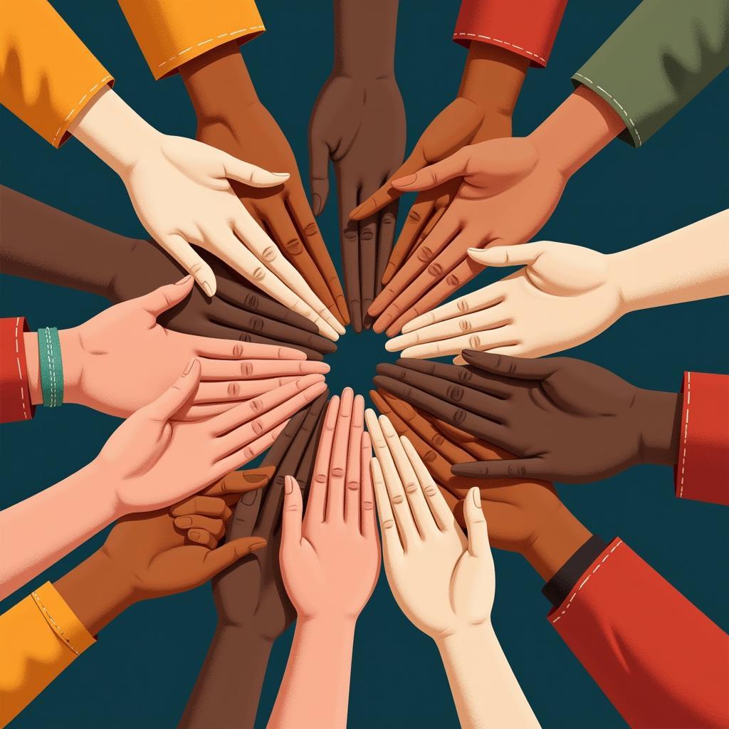 Diverse Hands United in a Blanque Society