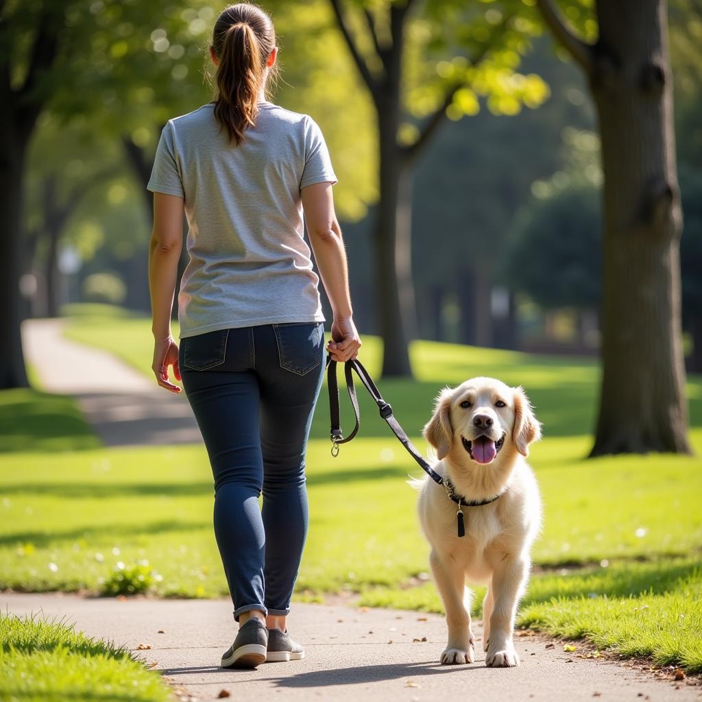 Volunteer Walking a Dog in San Diego