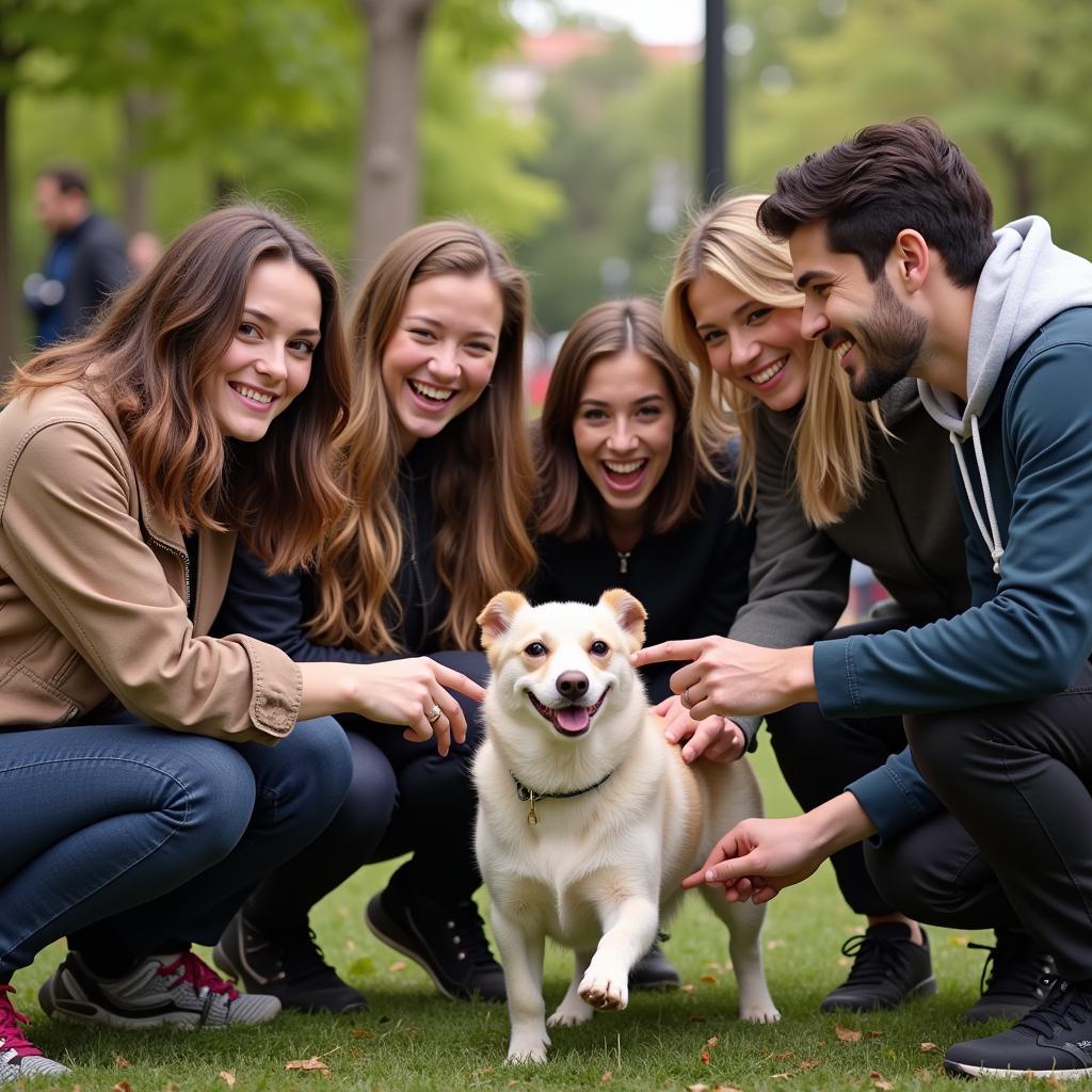 People dogspotting in a city park