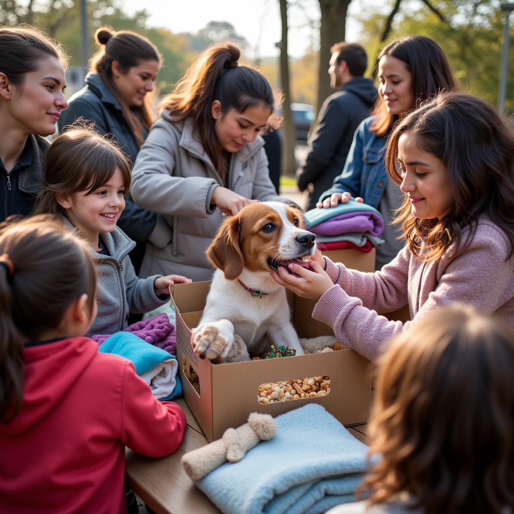 Community Members Donating Supplies to a Humane Society