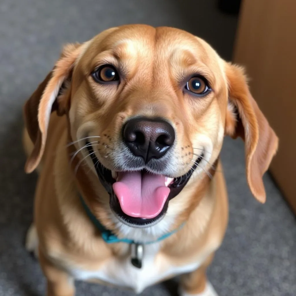 A Happy Rescue Dog Smiles at the Camera