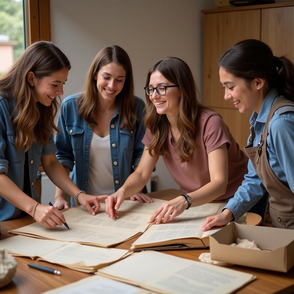 Volunteers working together at the Duxbury Rural and Historical Society