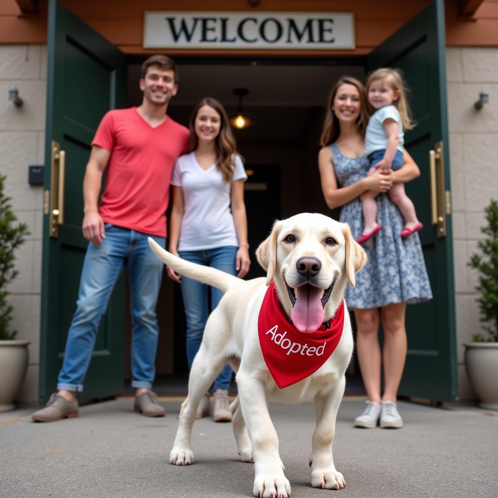 Joyful family adopts a dog from the East Coast Humane Society