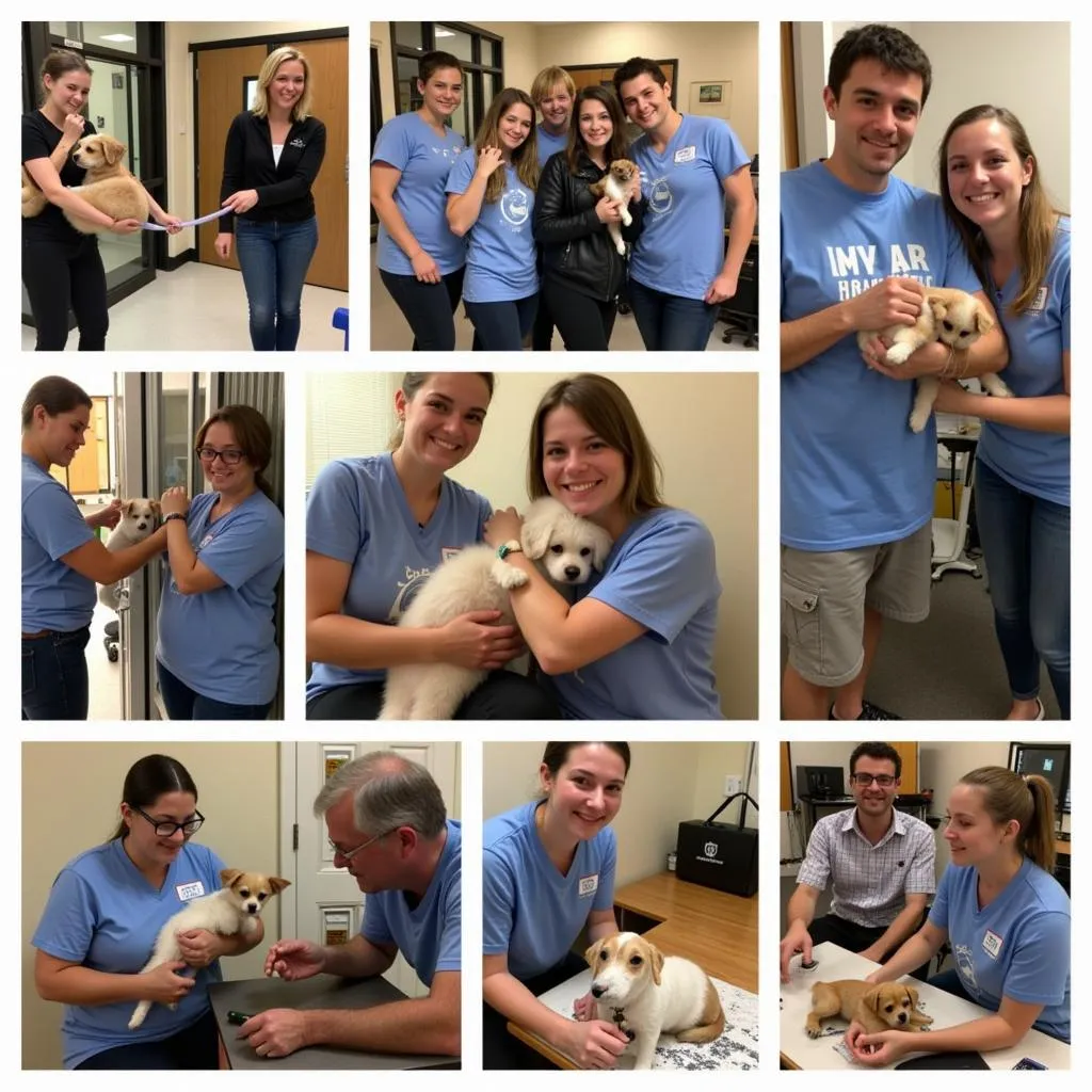 Volunteers providing care and affection to animals at the Eaton Ohio Humane Society