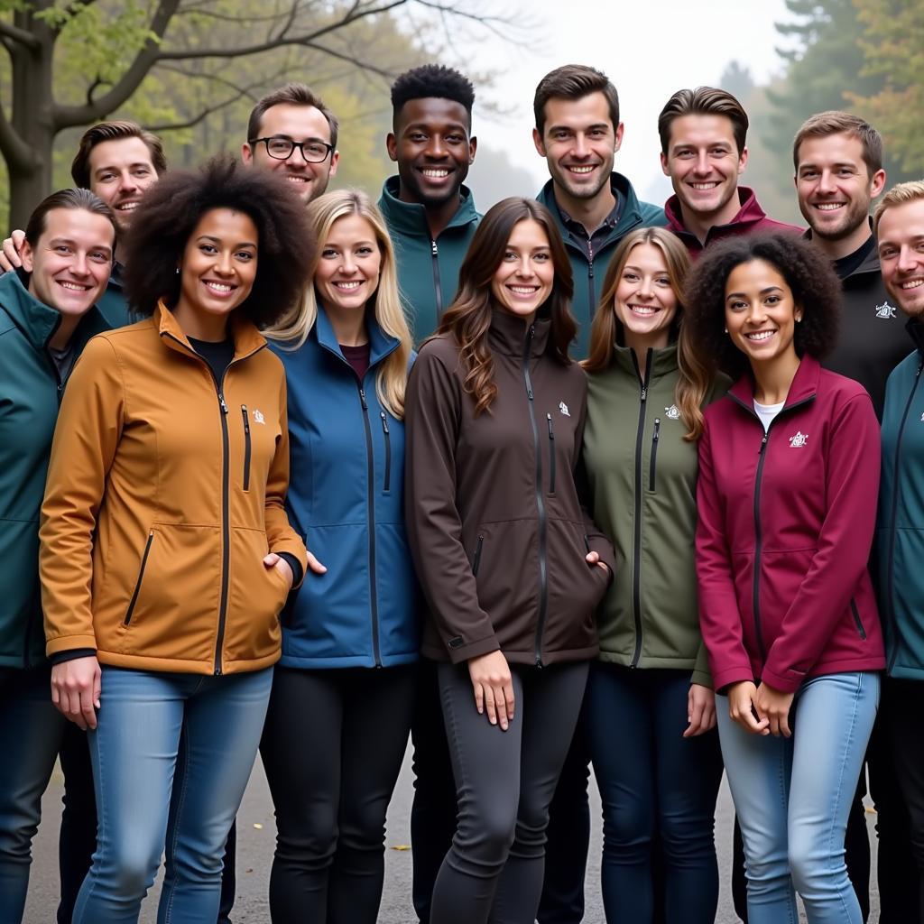 People of diverse backgrounds wearing the Eden Society Jacket