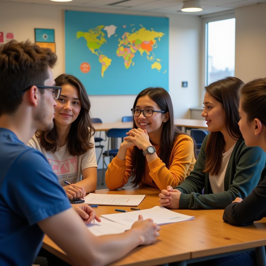 Diverse Group of Young People Engaged in Lively Discussion